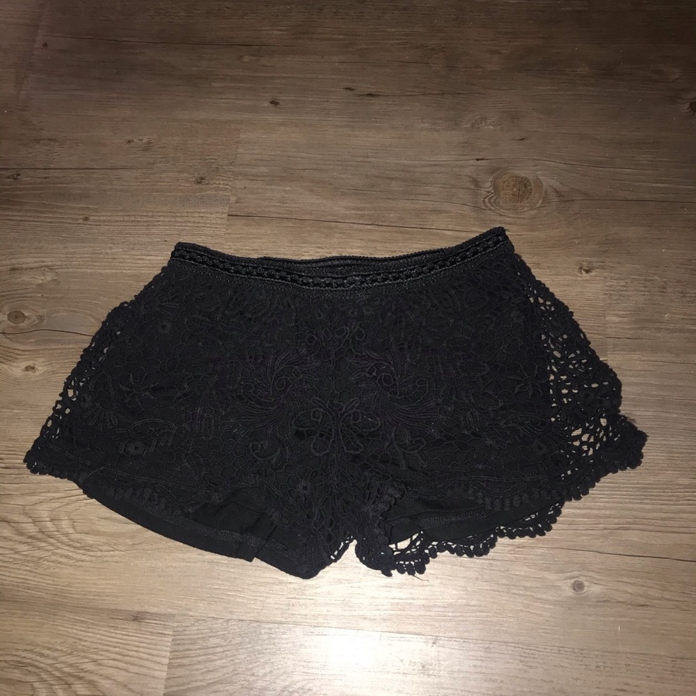 Black lace beach shorts